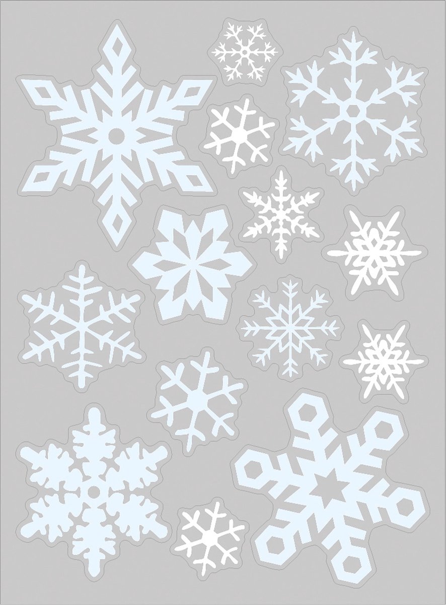 Annas Collection Kerst raamstickers witte sneeuwvlokken - vel van 34 x 28 cm - raamdecoratie - raamversiering